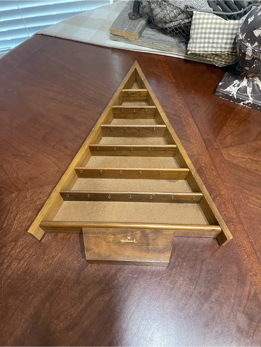 Vintage Wood Hallmark 1988 Memory Tree Miniature Ornament Display Shadow Box